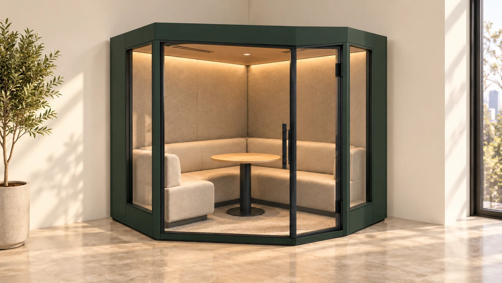 Concepto de cabina de oficina Corner